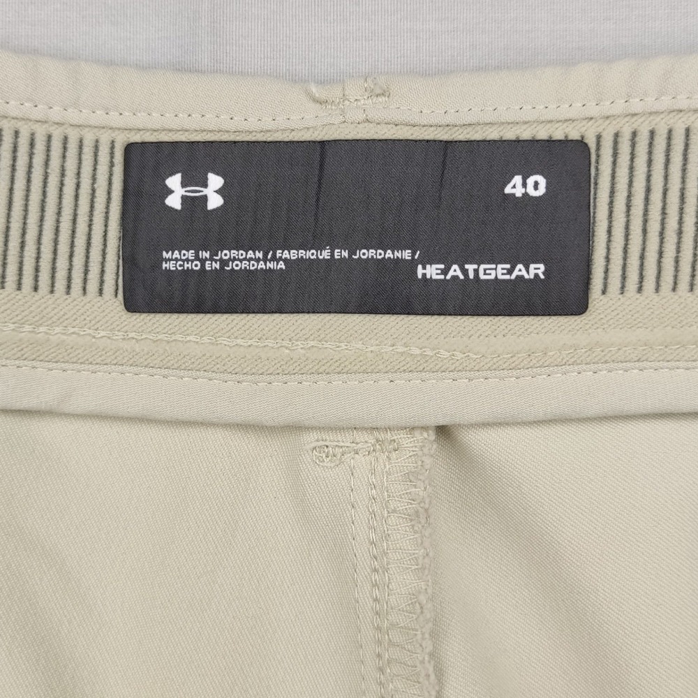 Under Armour Shorts Mens 40 Tan HeatGear Golf Performance Flat Front Stretch - Picture 6 of 7